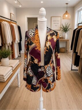 OVI Blazer & Shorts 2-Piece Set NWT Baroque Animal Print Small Medium